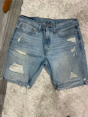 Levi's Light Blue Distressed Denim Cutoff Shorts